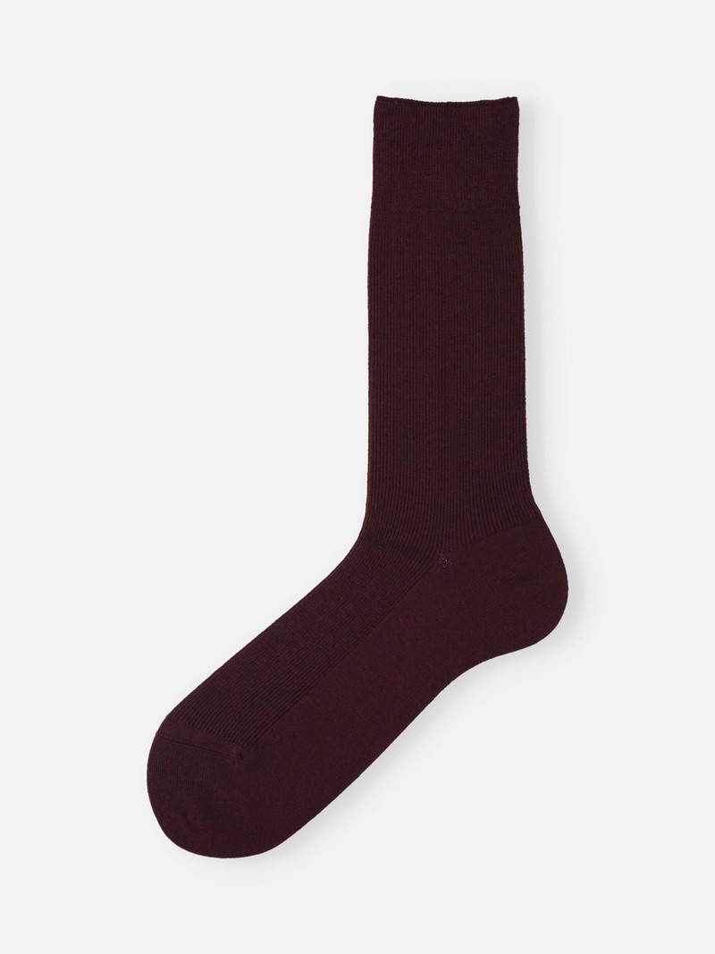Mi-chaussette laine Mérinos luxe côtes 1x1 M