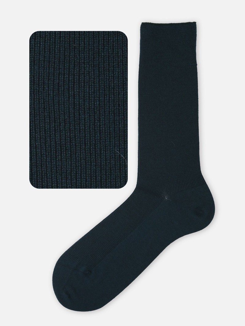 Luxe Merino Wool 1x1 Rib Crew Socken Herren