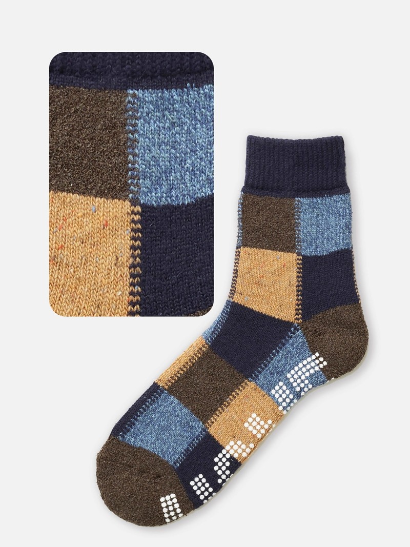 Block Pattern Grip Room Socks M