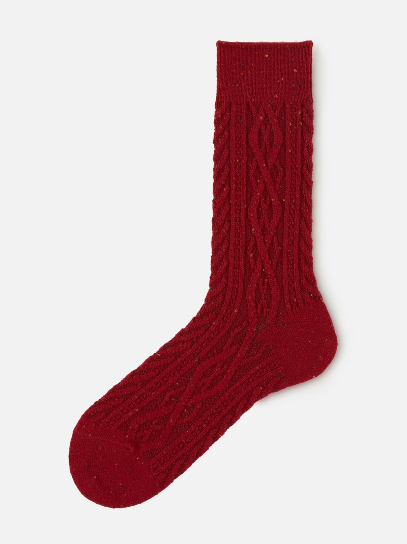 Cable Knit Flecked Socks M