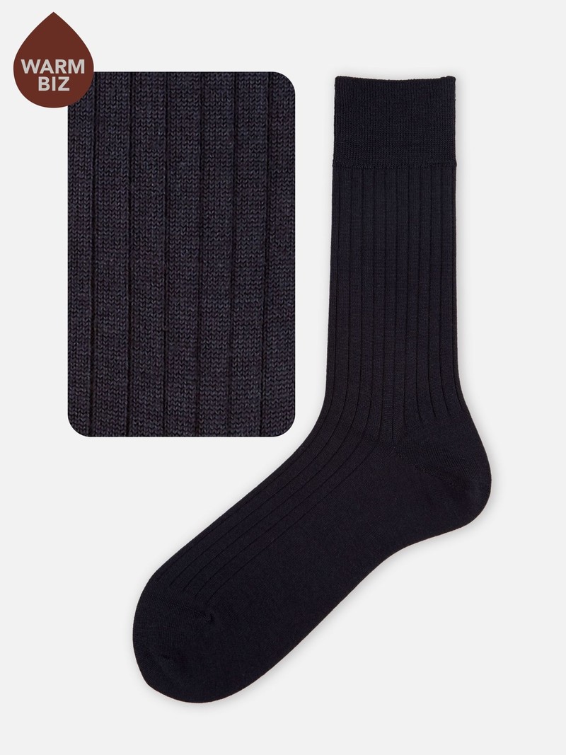 Merino Wool 6x2 Ribbed Socks L