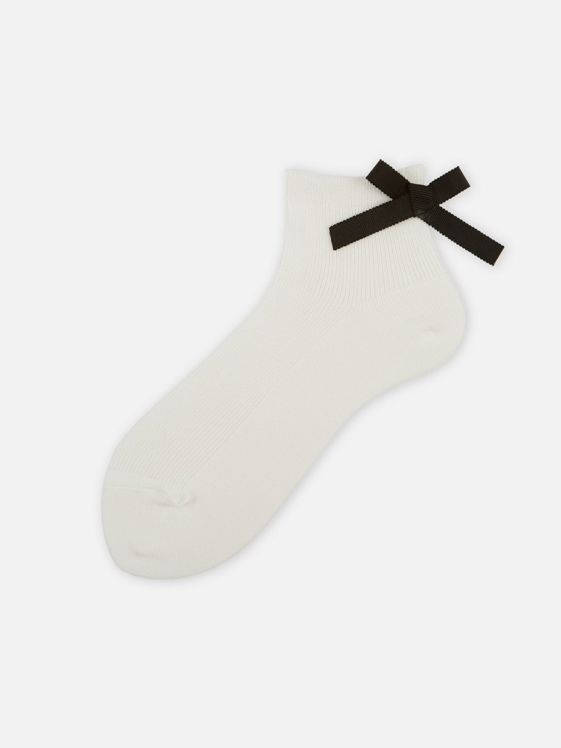 Madeline Bow 1x1 Rib Ankle Socks