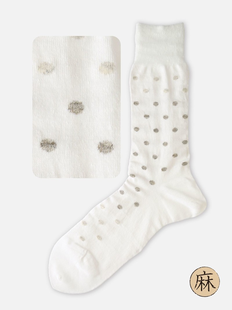 Linen Dot Mid-Calf Socks M