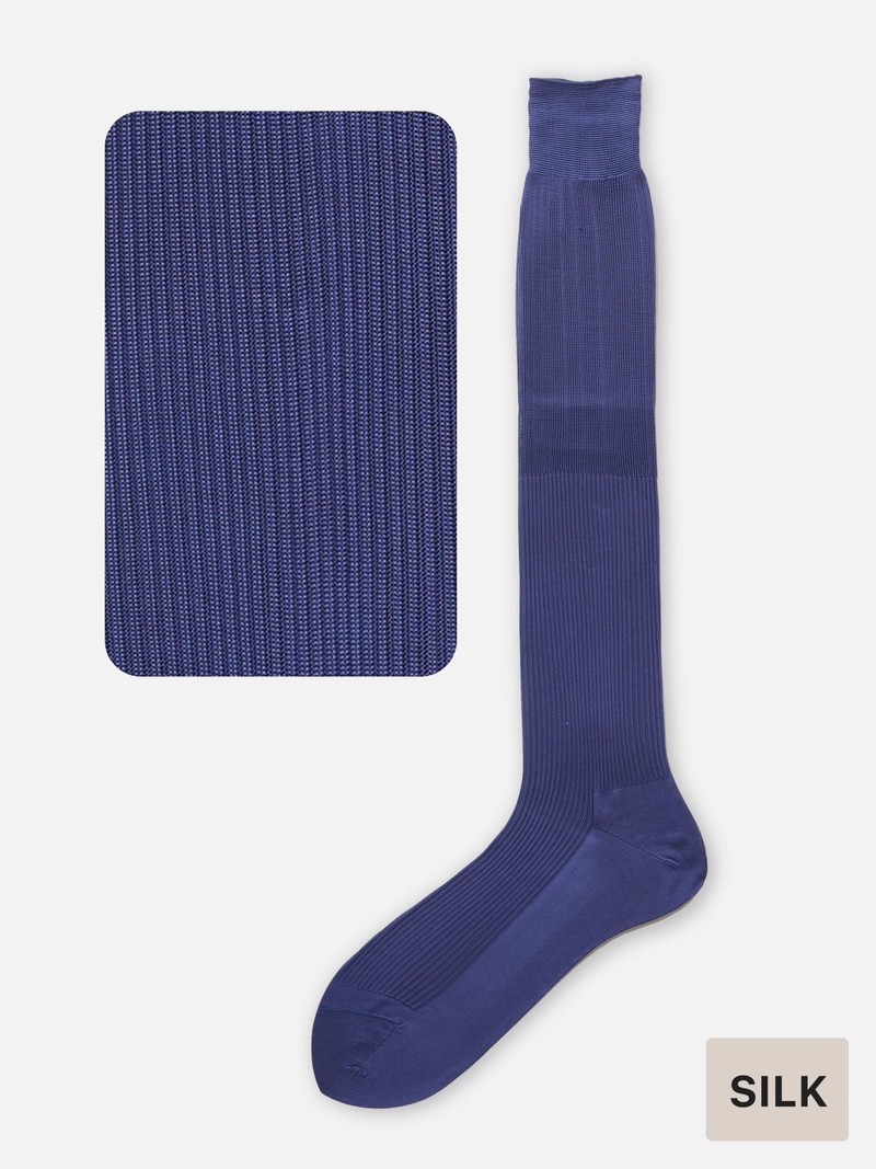 100% Silk Ribbed 256N Knee High Socks M