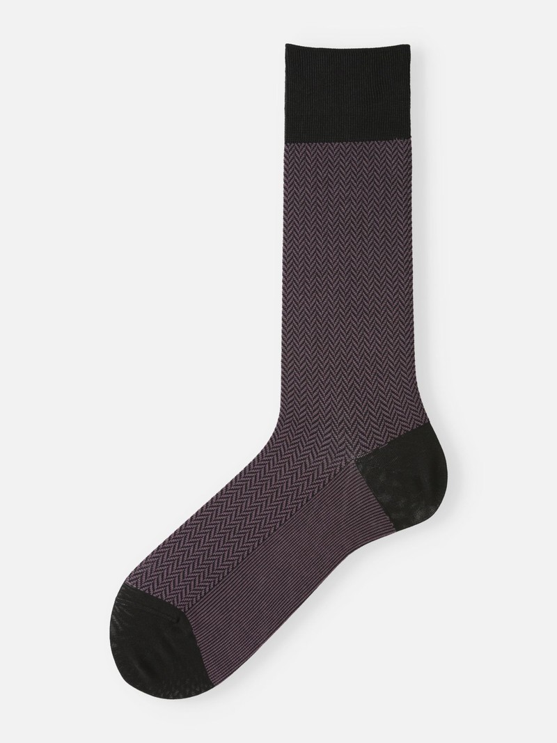 Jacquard Panel Stripe Mid-Calf Socks M - TABIO E-SHOP Paris