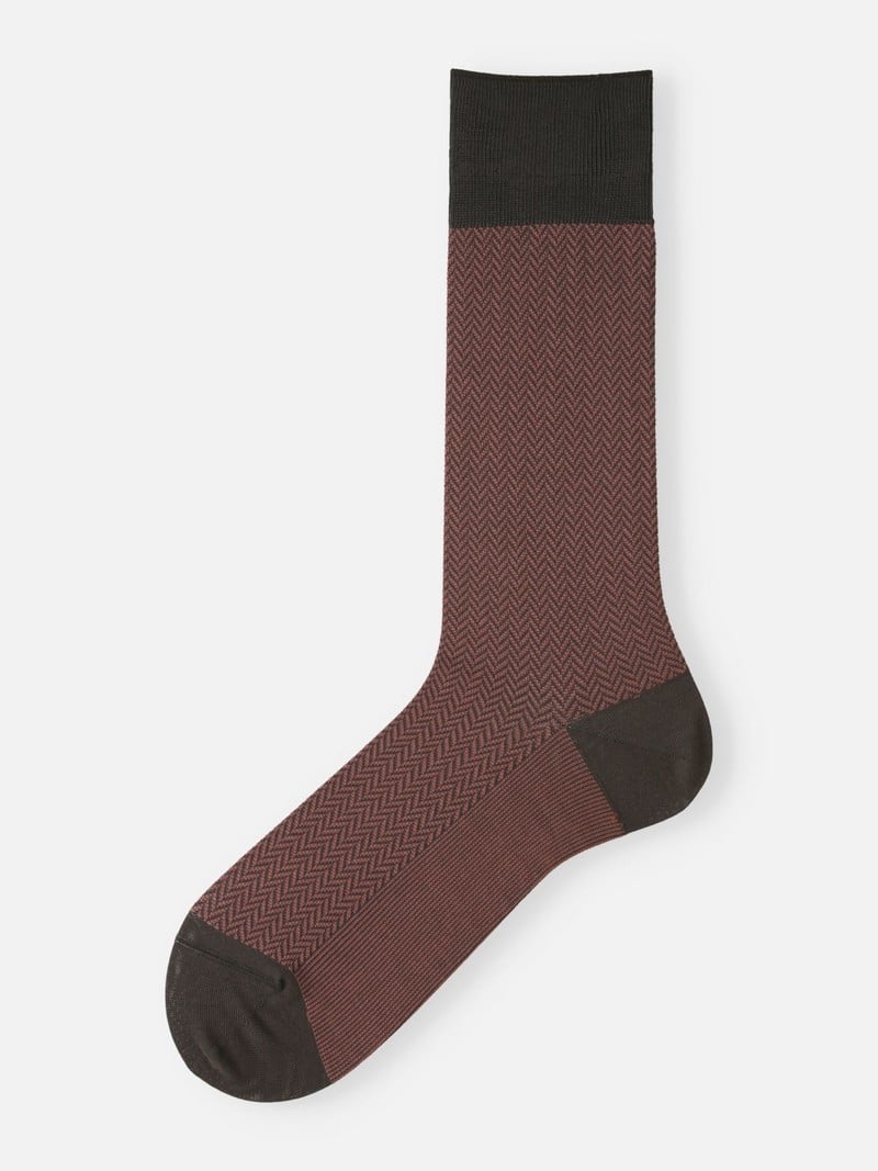 Jacquard Panel Stripe Mid-Calf Socks M - TABIO E-SHOP Paris