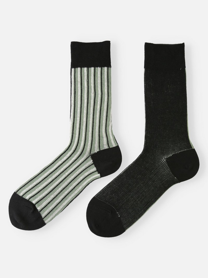 Mi-chaussette jacquard unie et rayures M