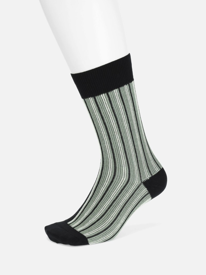 Mi-chaussette jacquard unie et rayures M
