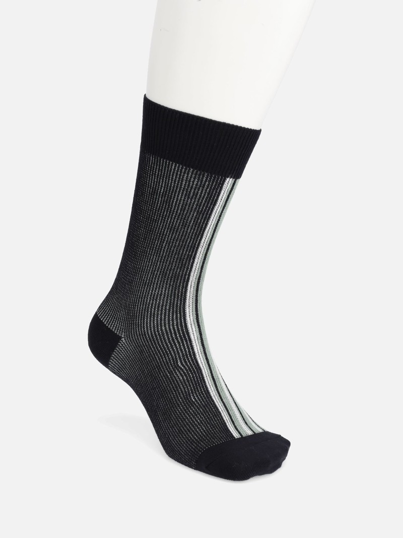 Mi-chaussette jacquard unie et rayures M