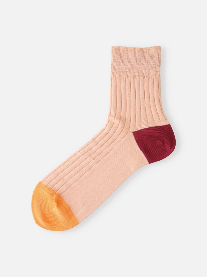 Tricolore Ribbed Short Socks M