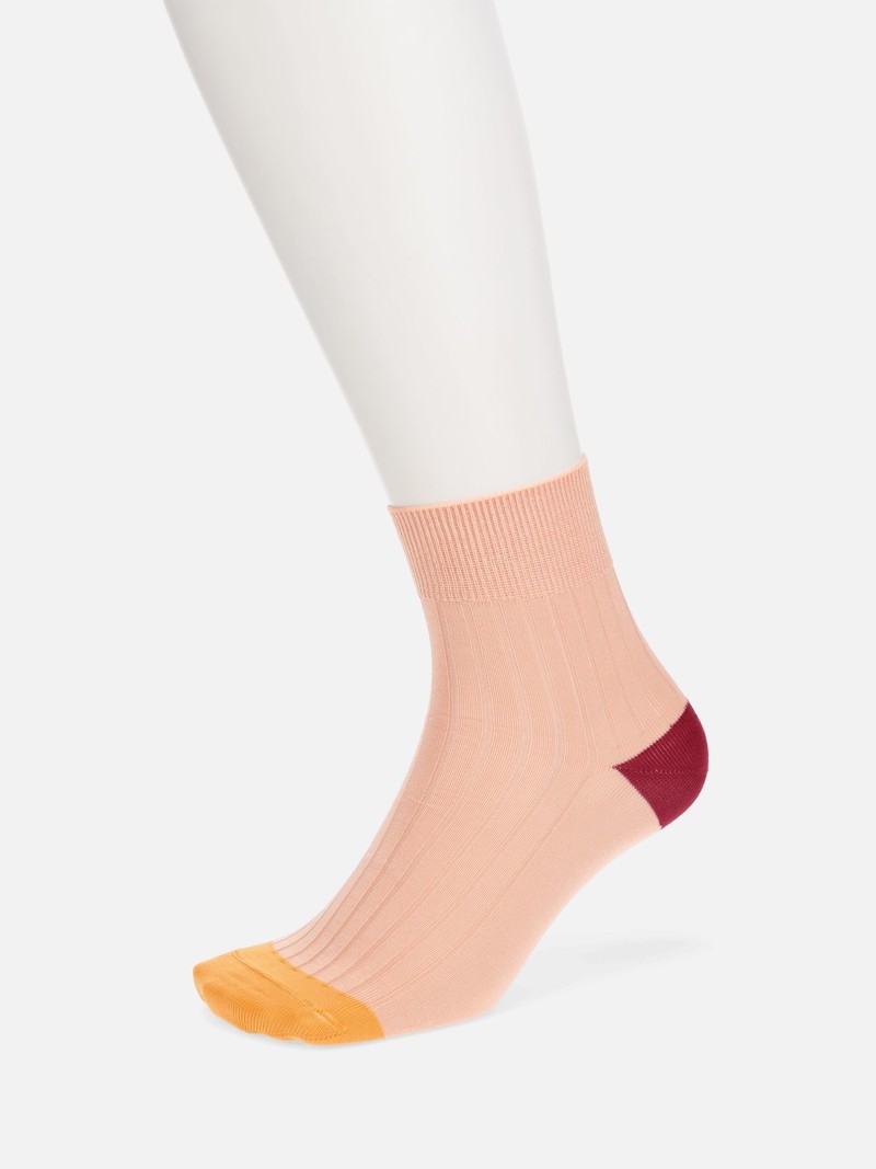 Tricolore geribbelde korte sokken M