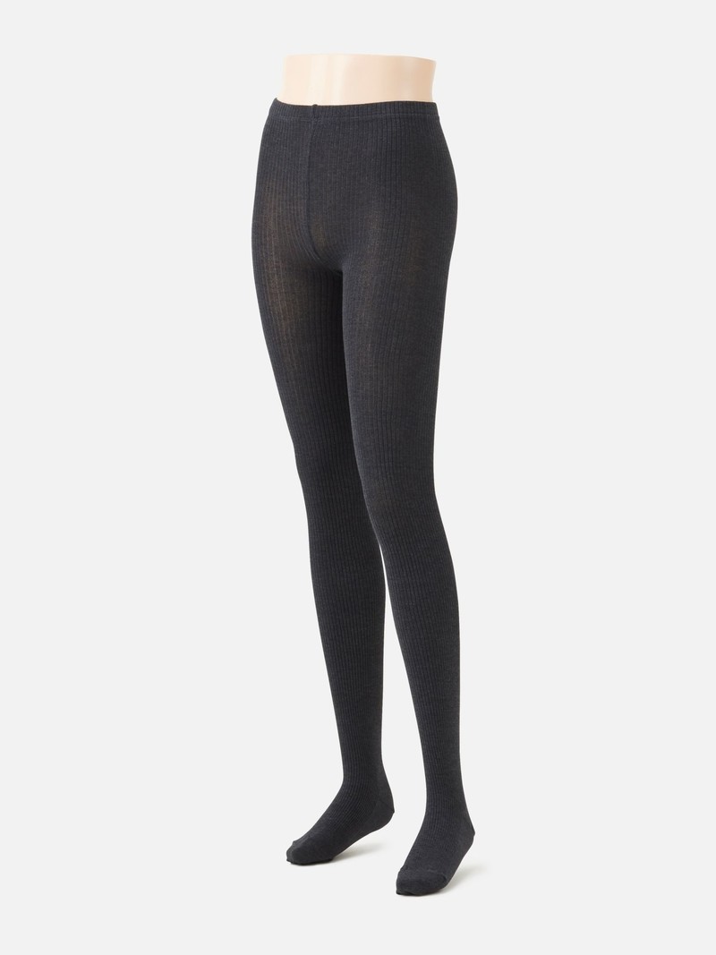 Fine Cotton Mix Ribbed Tights 250D M - TABIO FRANCE