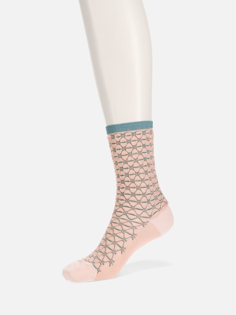 Cupro lage ronde sokken met geometrisch patroon