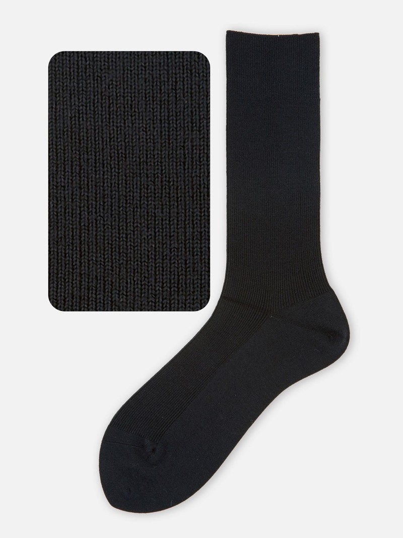 Mi-chaussette laine Mérinos luxe côtes 1x1 M