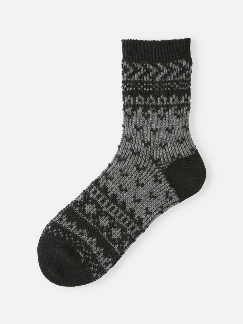 Mi-chaussette laine Fair Isle en fil recyclé ECO
