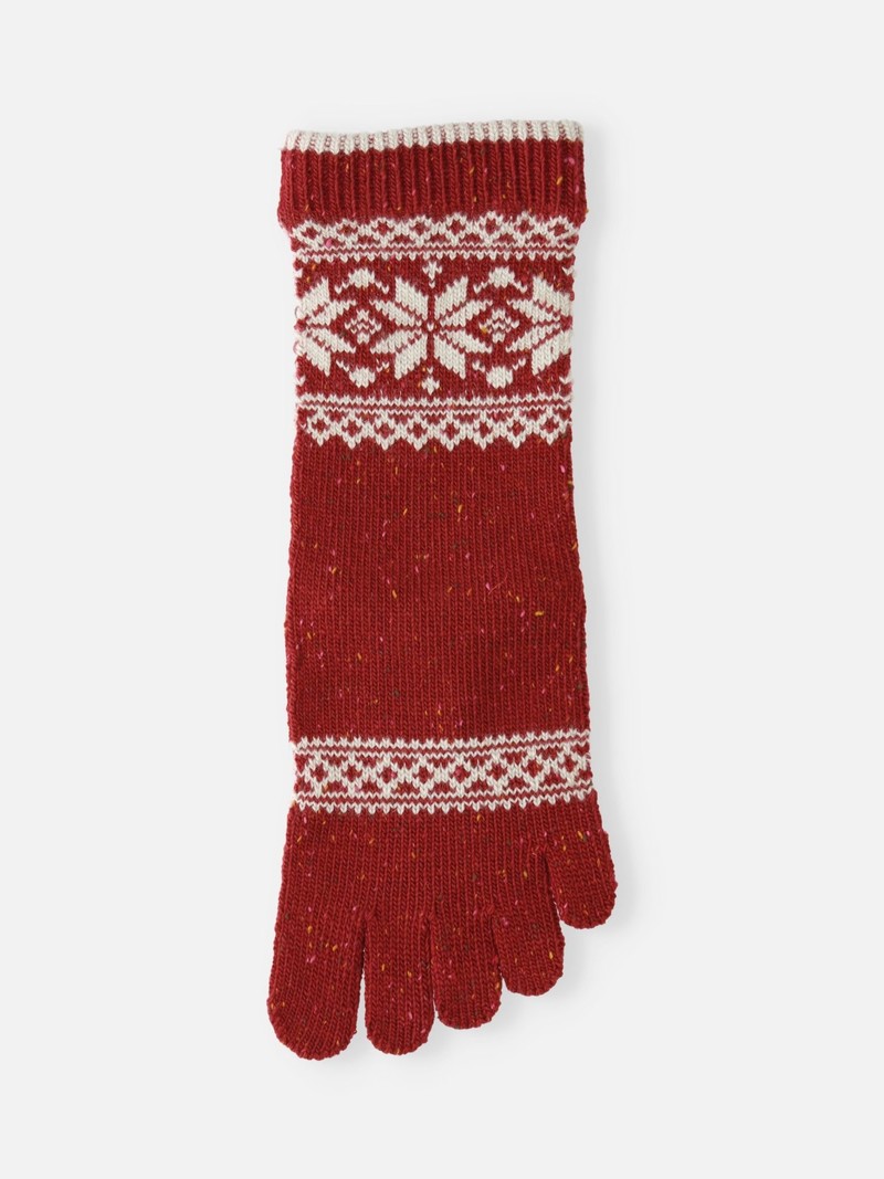Meia meia jacquard floco de neve com 5 dedos S