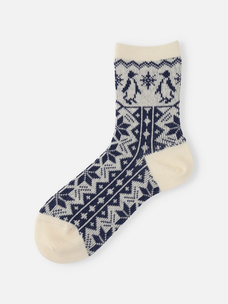Socquette jacquard Pingouin neige laine d'agneau L
