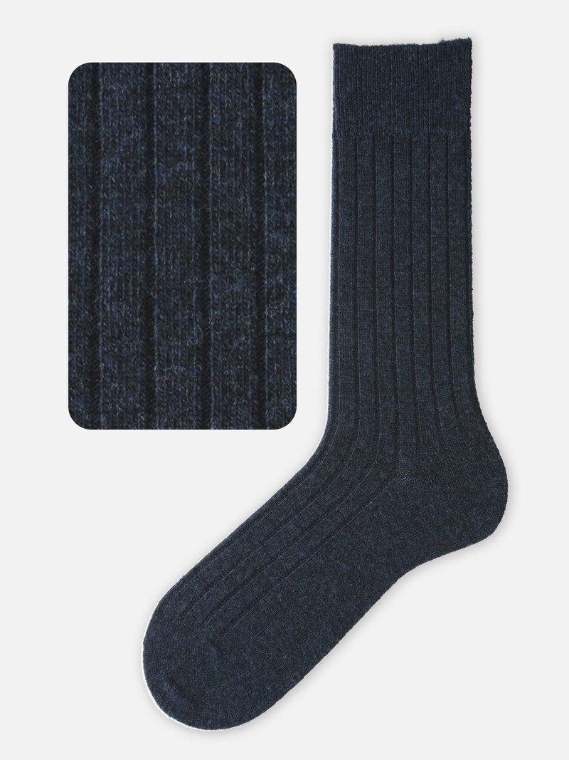 Premium lamswollen geribbelde sokken M