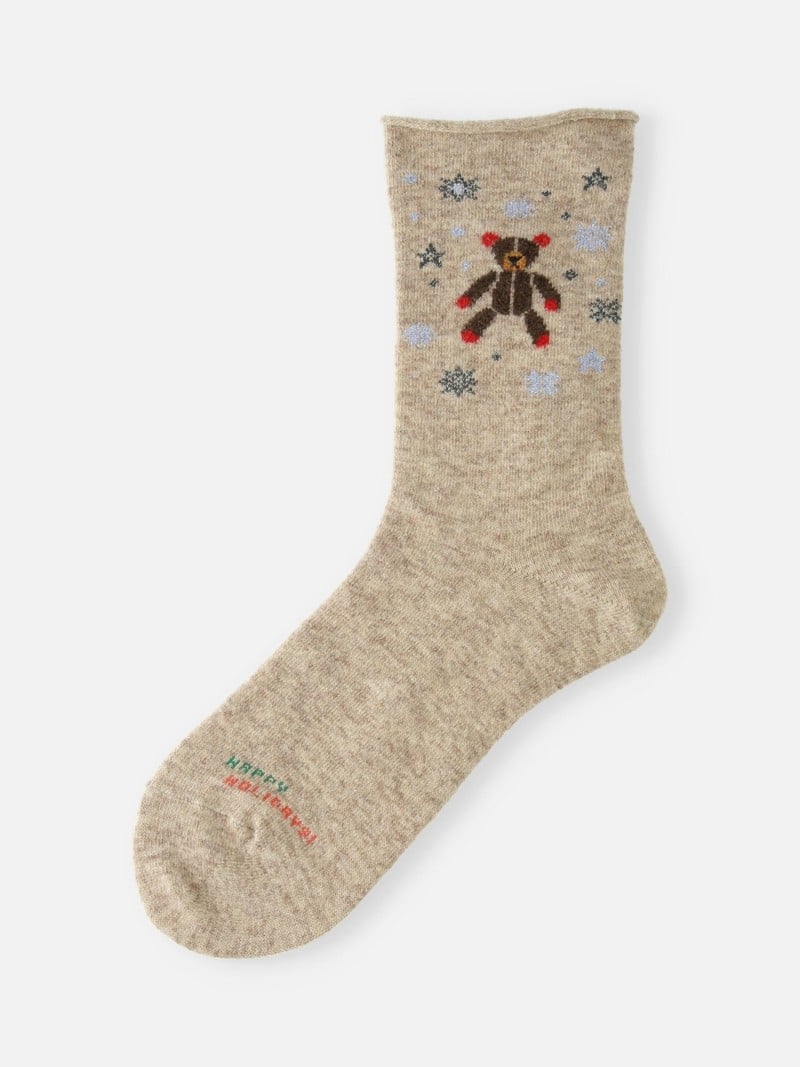 Merinowollen teddybeer lage ronde sokken