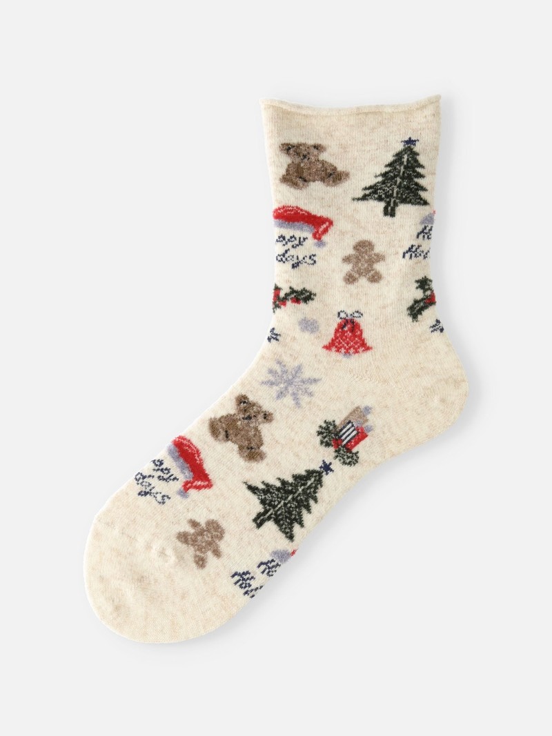 Crew-Socken aus Wolle mit Weihnachtsmuster