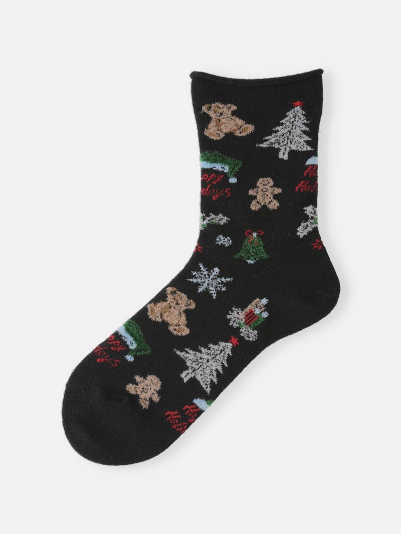 Wool Christmas Pattern Crew Socks