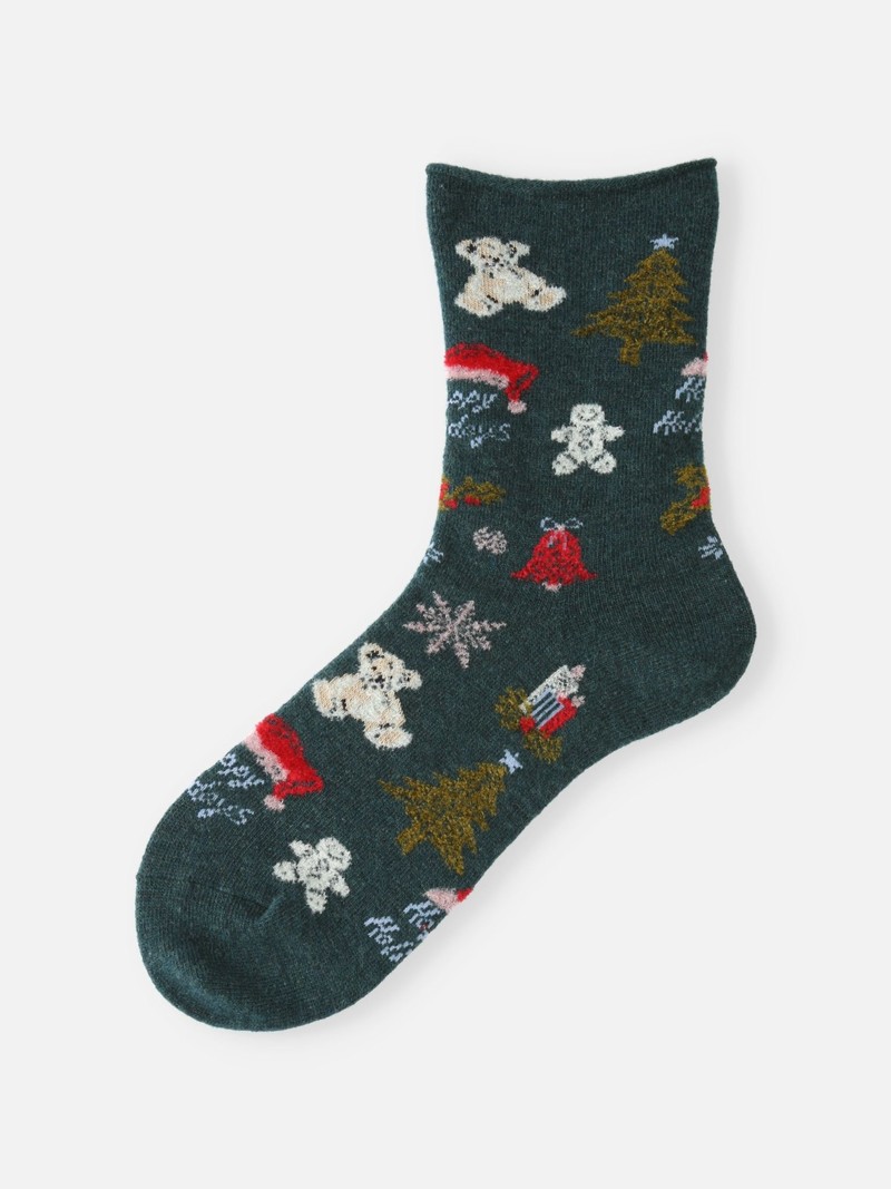 Wool Christmas Pattern Crew Socks