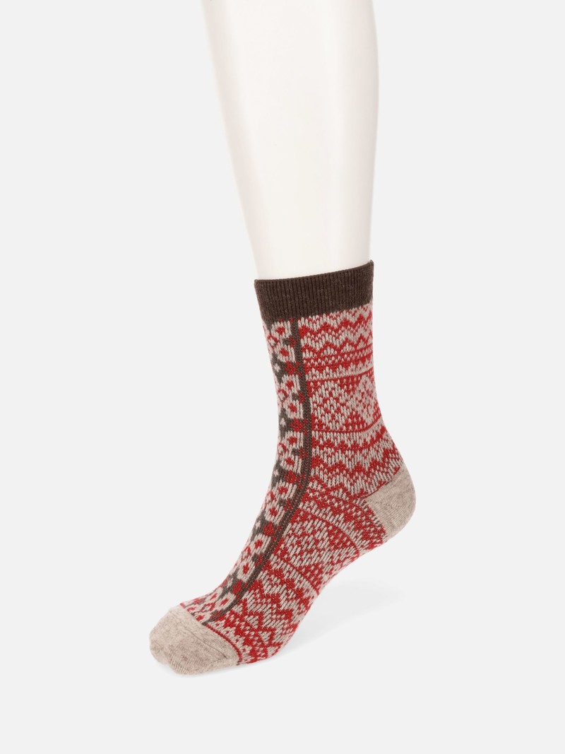 chaussettes chaudes en laine mérinos fines à jacquard femme et homme