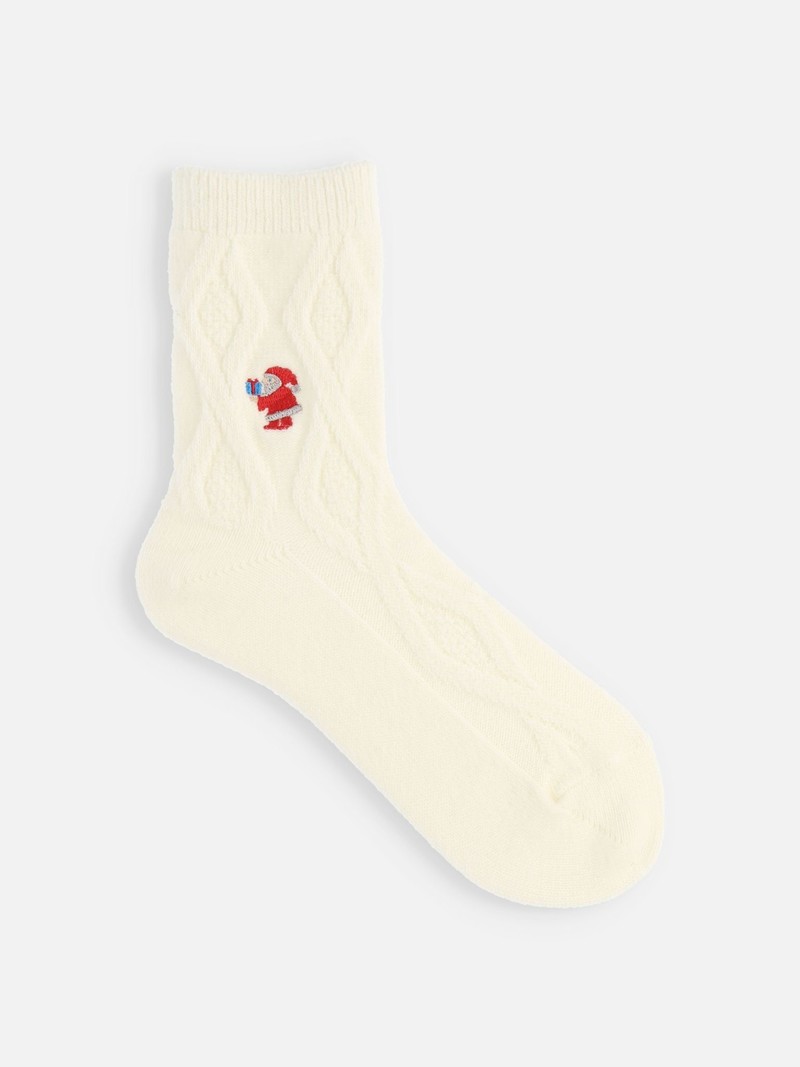 Socquette losange Père Noël en laine Mérinos