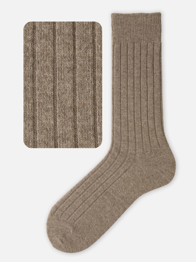 Premium lamswollen geribbelde sokken L