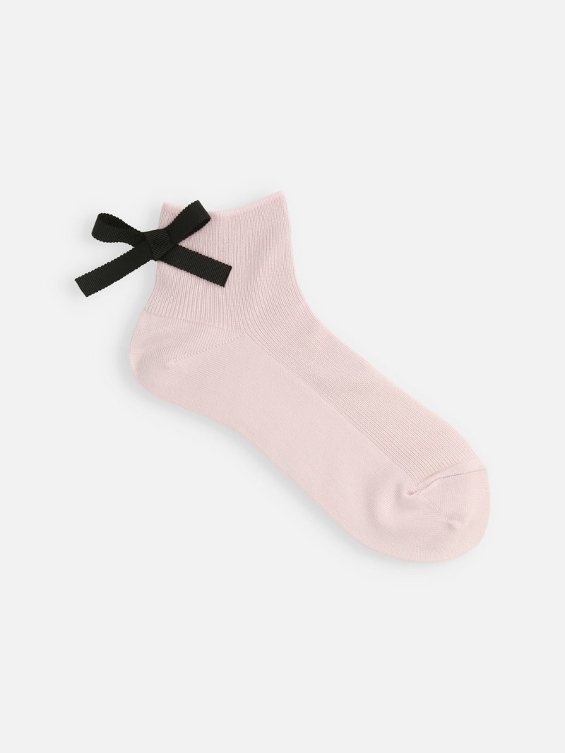 Madeline Bow 1x1 Rib Ankle Socks