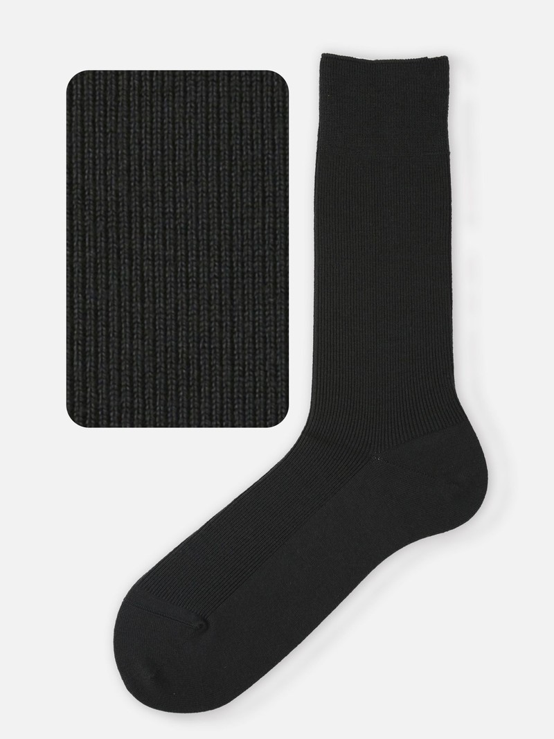 Luxe Merino Wool 1x1 Rib Crew Socken Herren