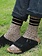 Mi-chaussette en maille grosse bord rayé M