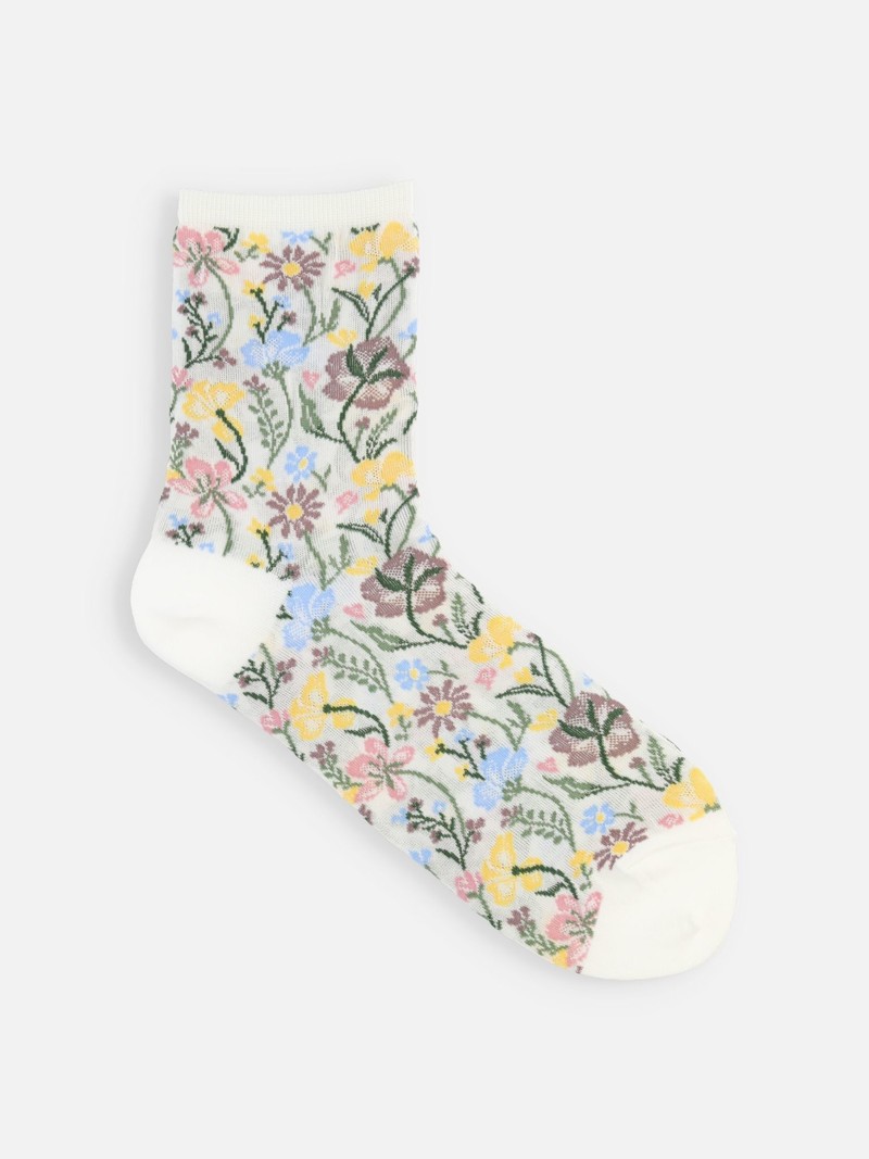 Flowery Lightweight Low Crew Socks