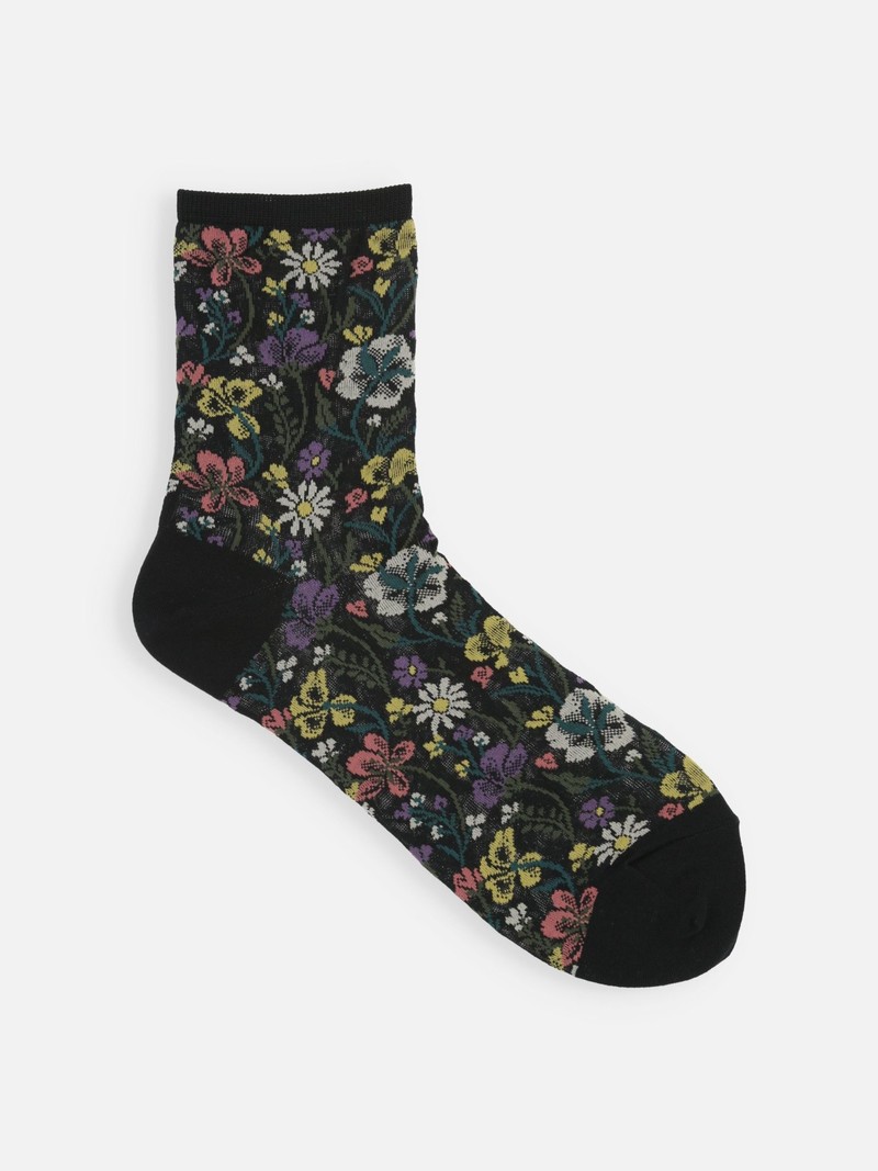 Bloemrijke lichtgewicht lage sokken met ronde hals