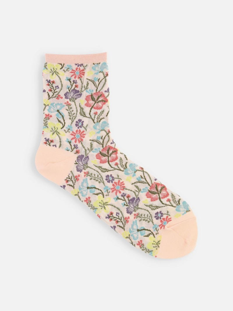 Flowery Lightweight Low Crew Socks