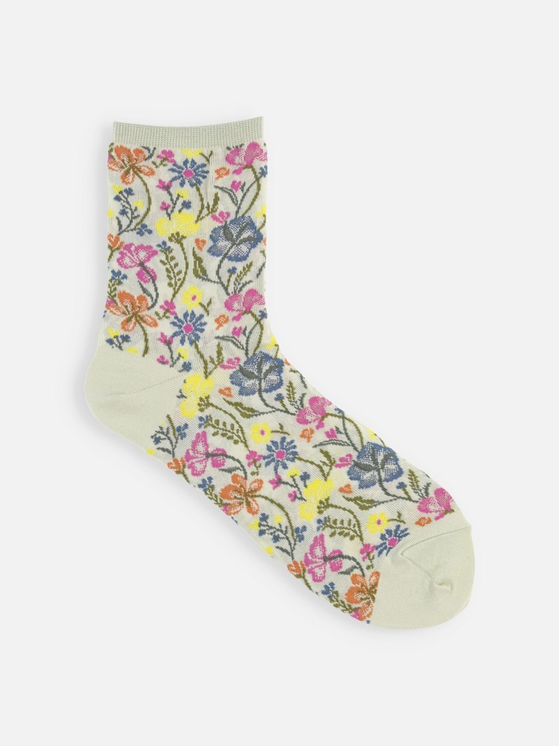 Flowery Lightweight Low Crew Socks