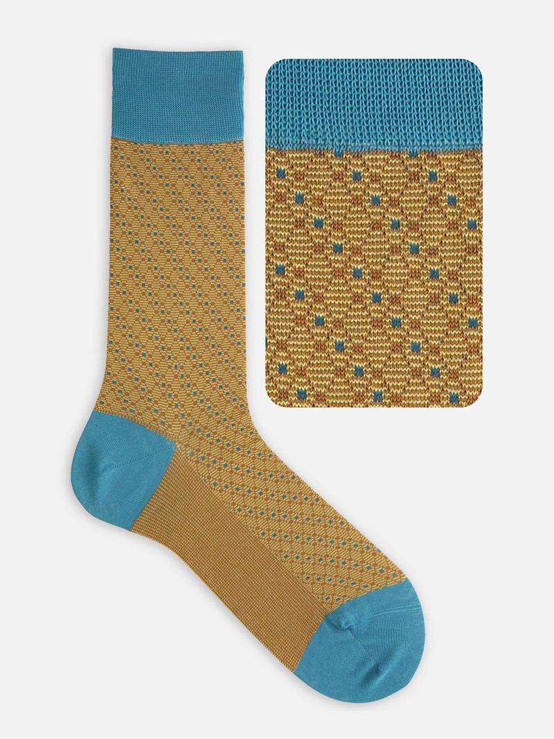 Jacquard Diamond Rhombus Crew Socks L