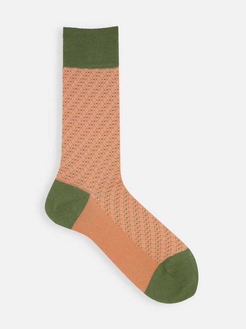 Jacquard Diamond Rhombus Crew Socks L