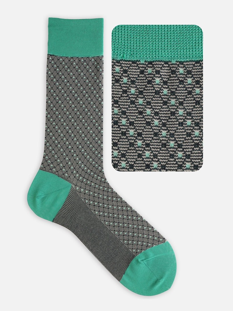 Jacquard Diamond Rhombus Crew Socken L