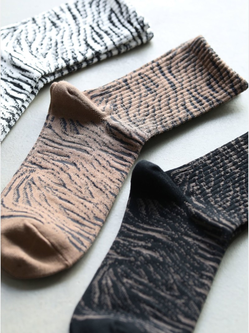 Zebra American Ribbed Low Crew Socks