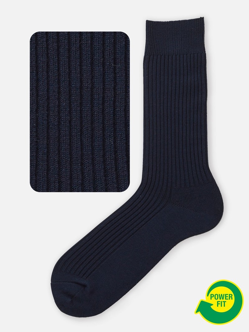 Tabio Power Fit Crew Socks: Blue – Trunk Clothiers