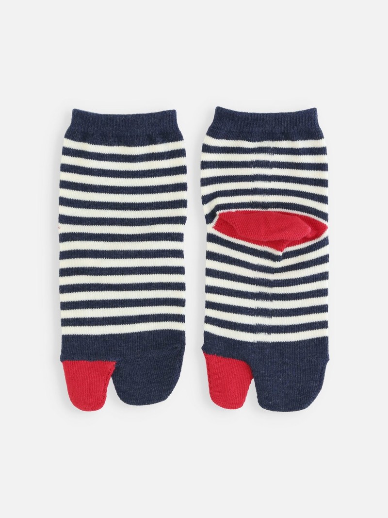 Gestreifte Tabi Crew Socken für Kinder 16-18cm