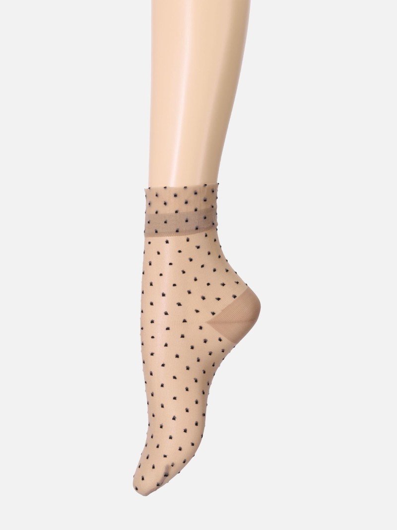 Sheer Fine Dots Low Crew Socks S