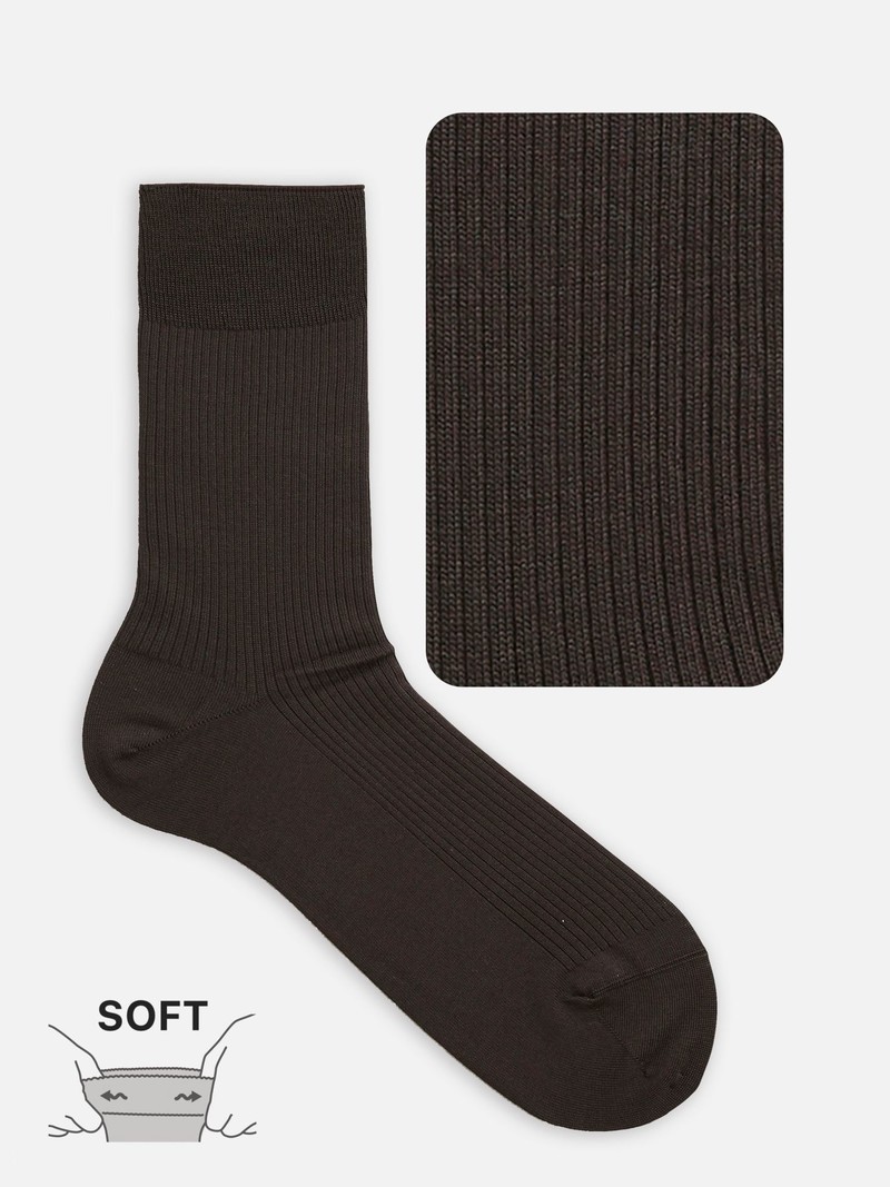 Non-Elastic Rib Fine Crew Socks M