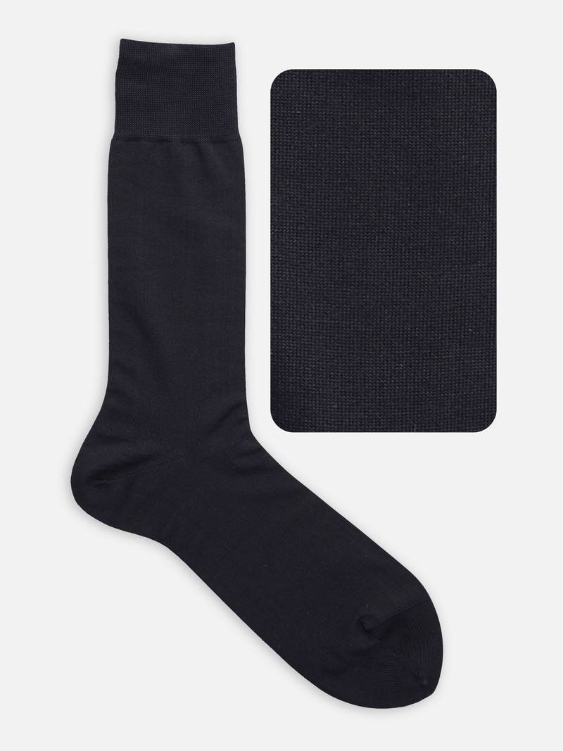 Supima Cotton Plain Mid-Calf Socks L