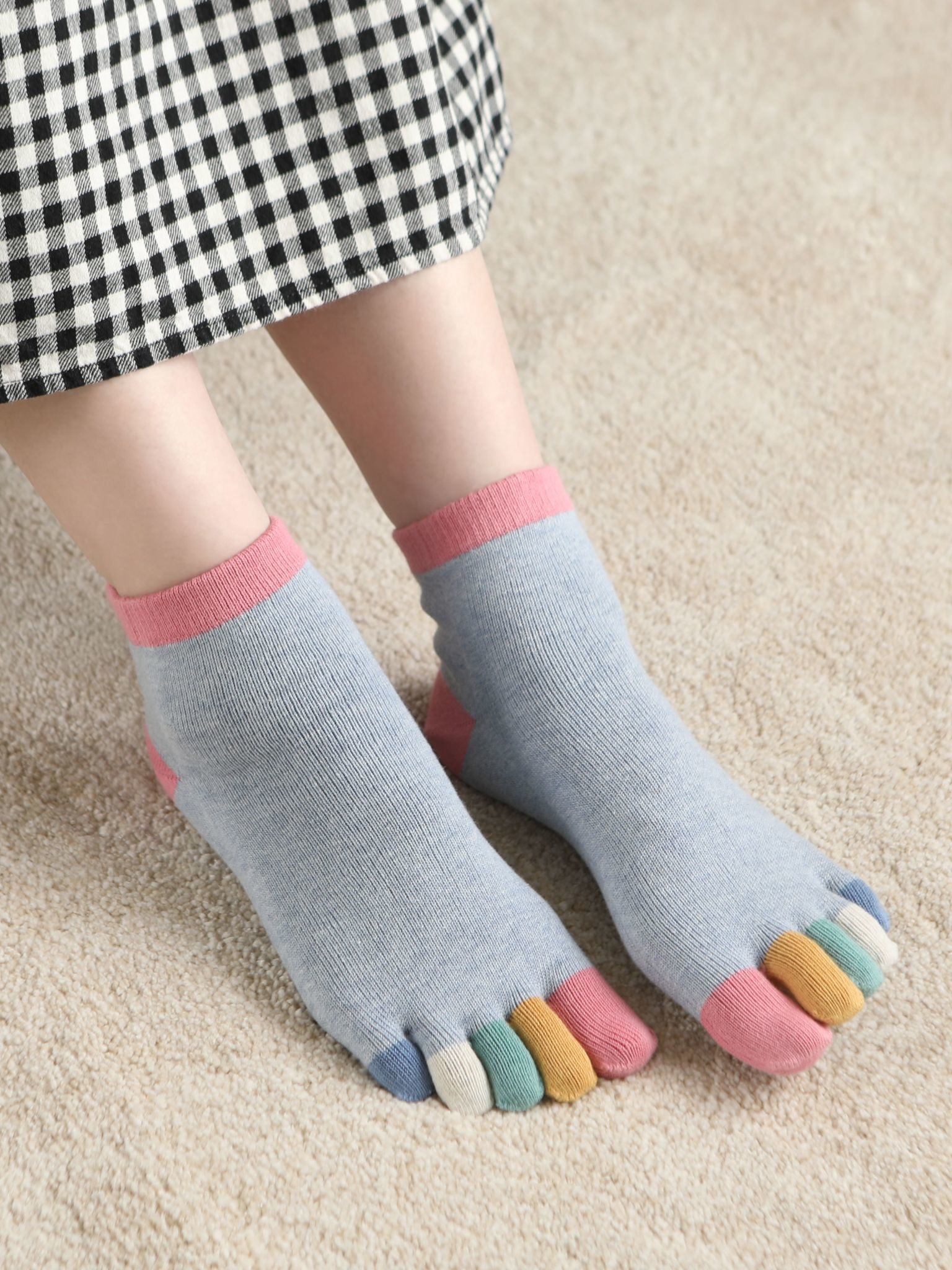 Rainbow 5 Fingers Toe Ankle Socks - TABIO FRANCE