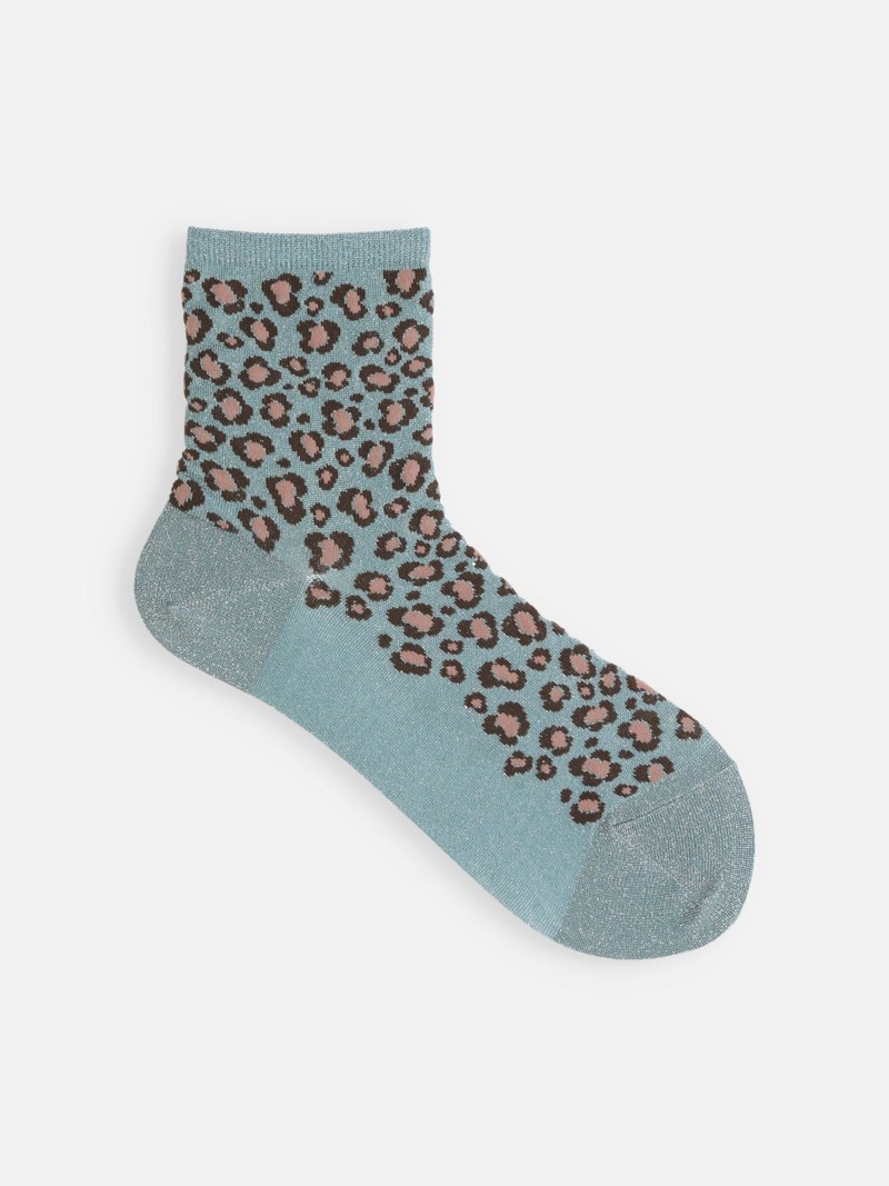 Calcetines tobilleros lamé leopardo