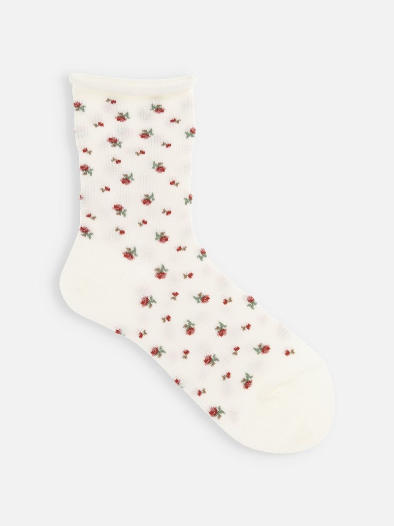 Waffle Rose Roll-Top Low Crew Socken