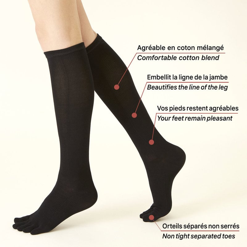 Chaussette haute 5 orteils coton contention Class2 M - TABIO E-SHOP Paris