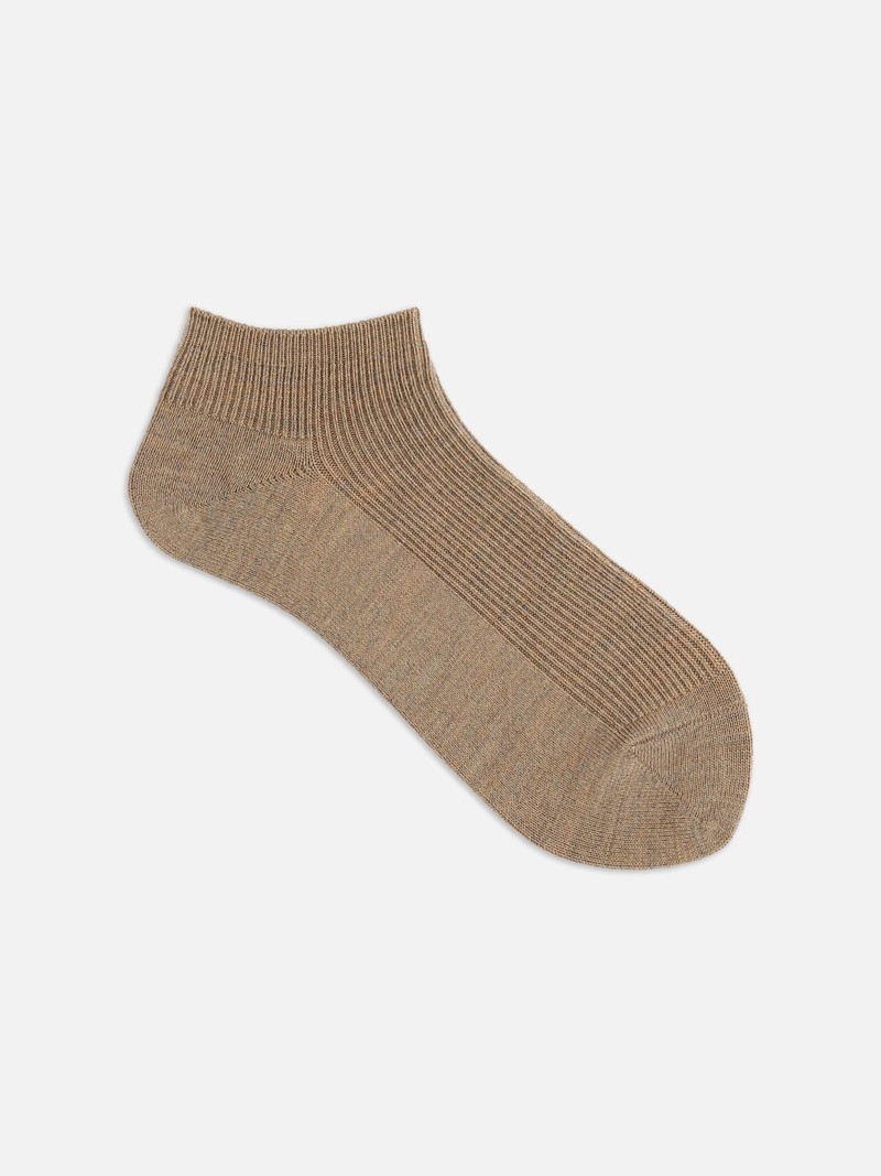 Merinoswollen fijn geribbelde korte sokken L